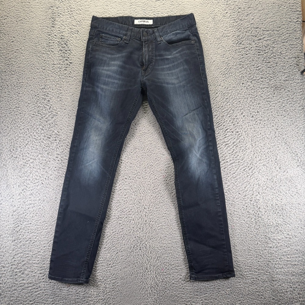 Express Jeans Men's 32x32 Blue Cotton Denim Skinny Leg Faded‎ Workwear Stretch